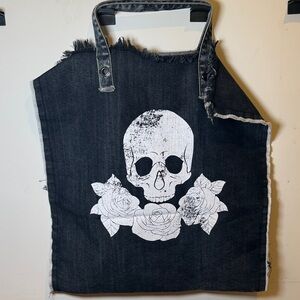 XL Large Denim Skull Tote Bag.